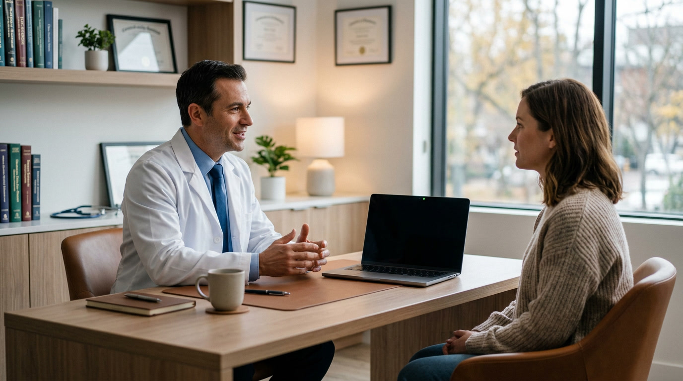 Doctor usando Vital AI para consulta clínica